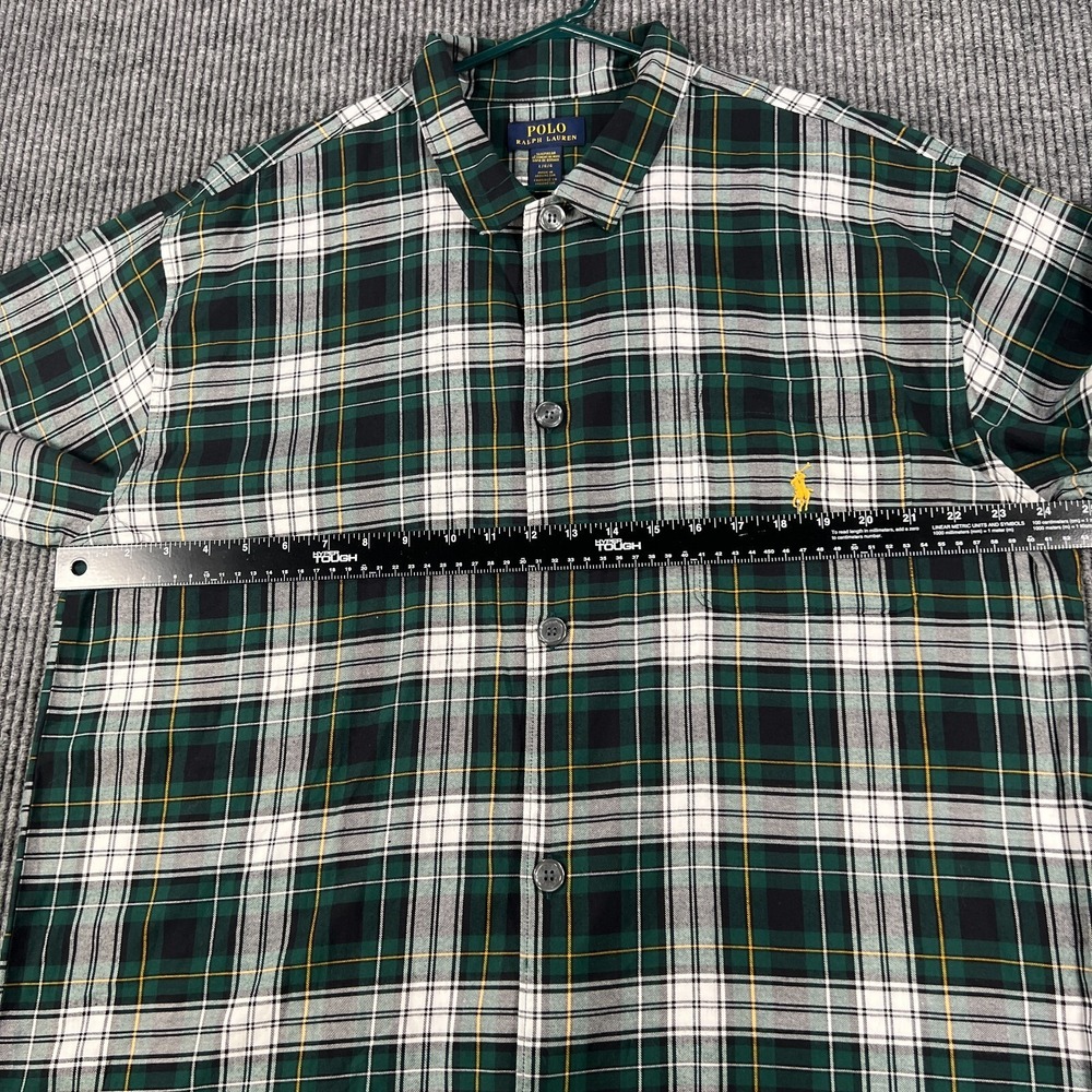Polo Ralph Lauren Mens Sleep Shirt Large Green Plaid Long Sleeve Button Down - Picture 10 of 16